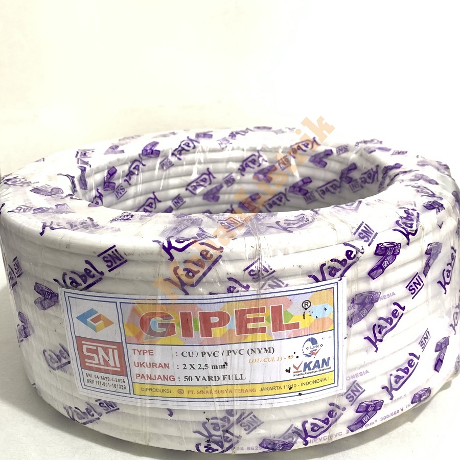 KABEL LISTRIK NYM 2x2,5MM TEMBAGA SNI GIPEL 50 YARD FULL ETERNA SUPREME