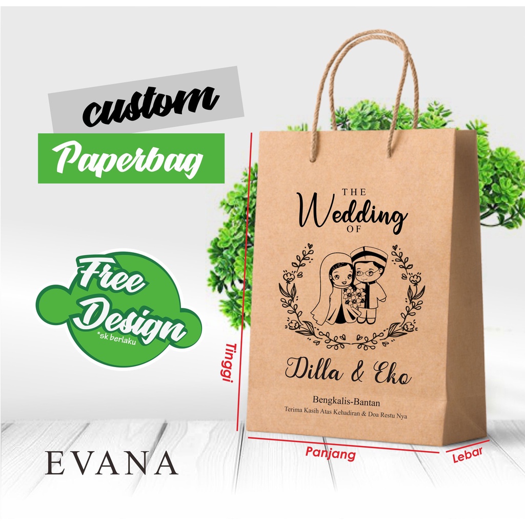 

Paper Bag Tas Kertas Packaging Kustom size 11x 6 x 20 cm design suka-suka olshop wedding kosmetik