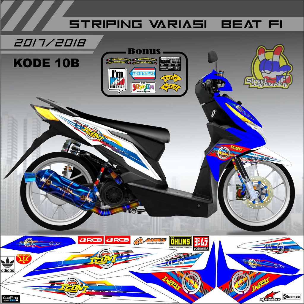 Striping Beat 2017-2019 Variasi Stiker Motor Beat Kode 10