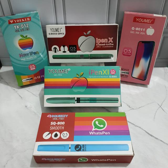 (12pc) Pen Gel Apel /Pen Ipen/Pen murah/pen gel murah/gel pen/bolpen/ballpoint apel