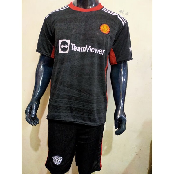 BAJU BOLA DEWASA ATASAN/SETELAN MU HITAM