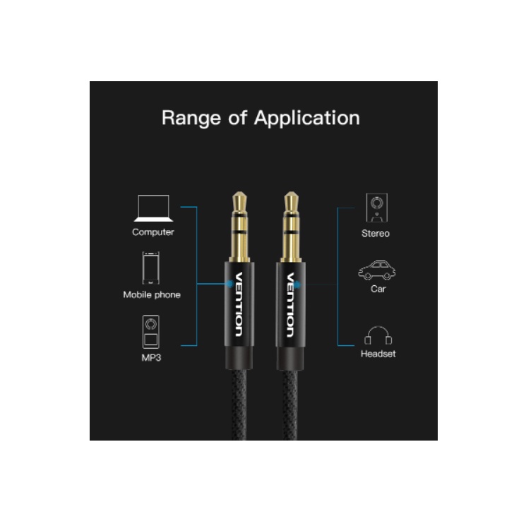 Vention Kabel Audio Aux 3.5mm Male to Male Braided Earphone 0.5M 1M