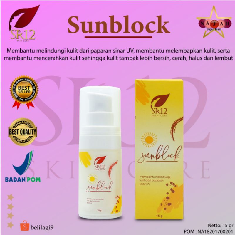 SUNBLOCK SR12 / SPF 30++ / TABIR SURYA / PELEMBAB PELINDUNG WAJAH