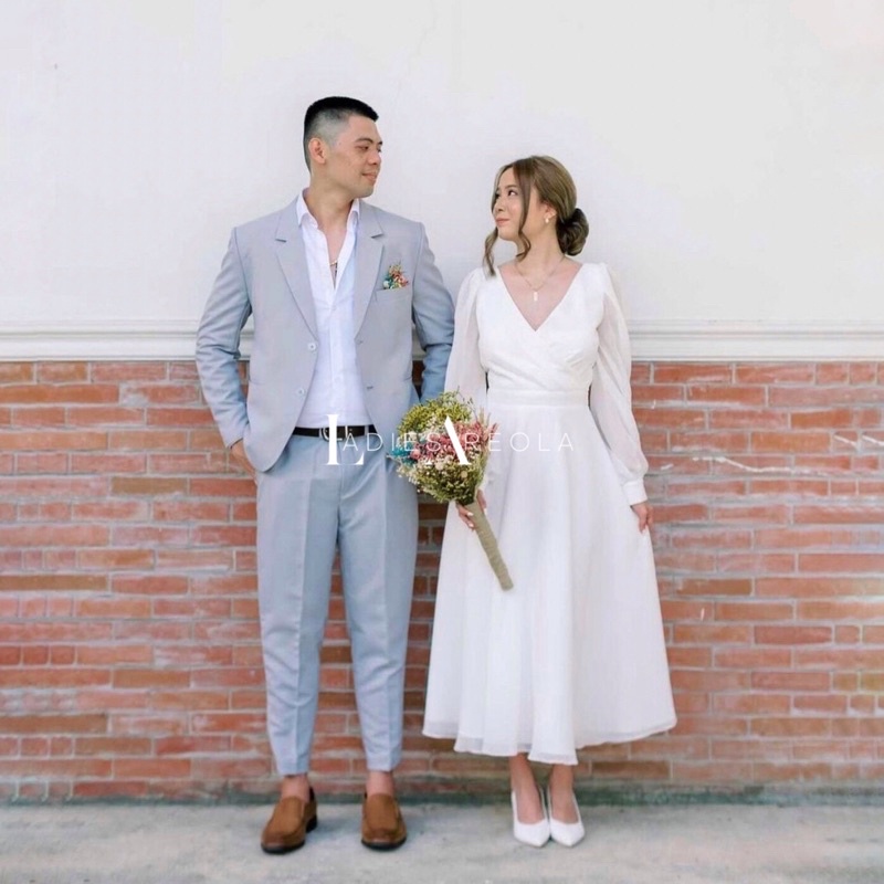 AMANDA DRESS - Gaun pengantin simple dress pesta wanita wedding dress prom big size dress jumbo part