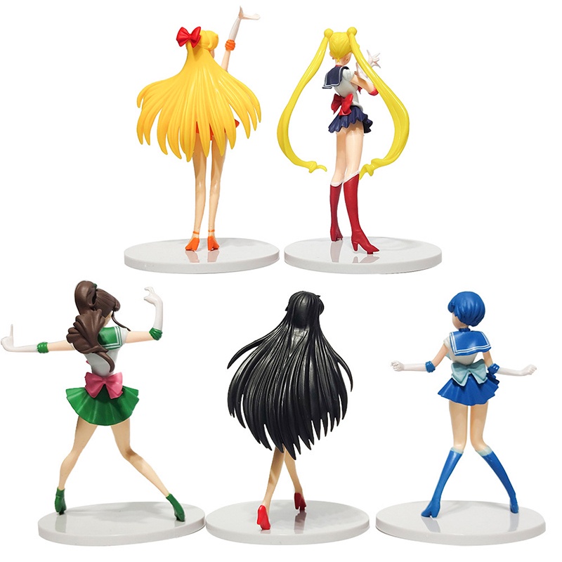 5pcs / Set Mainan Action Figure Anime Sailor Moon Kawaii 18cm Bahan PVC Untuk Dekorasi Meja