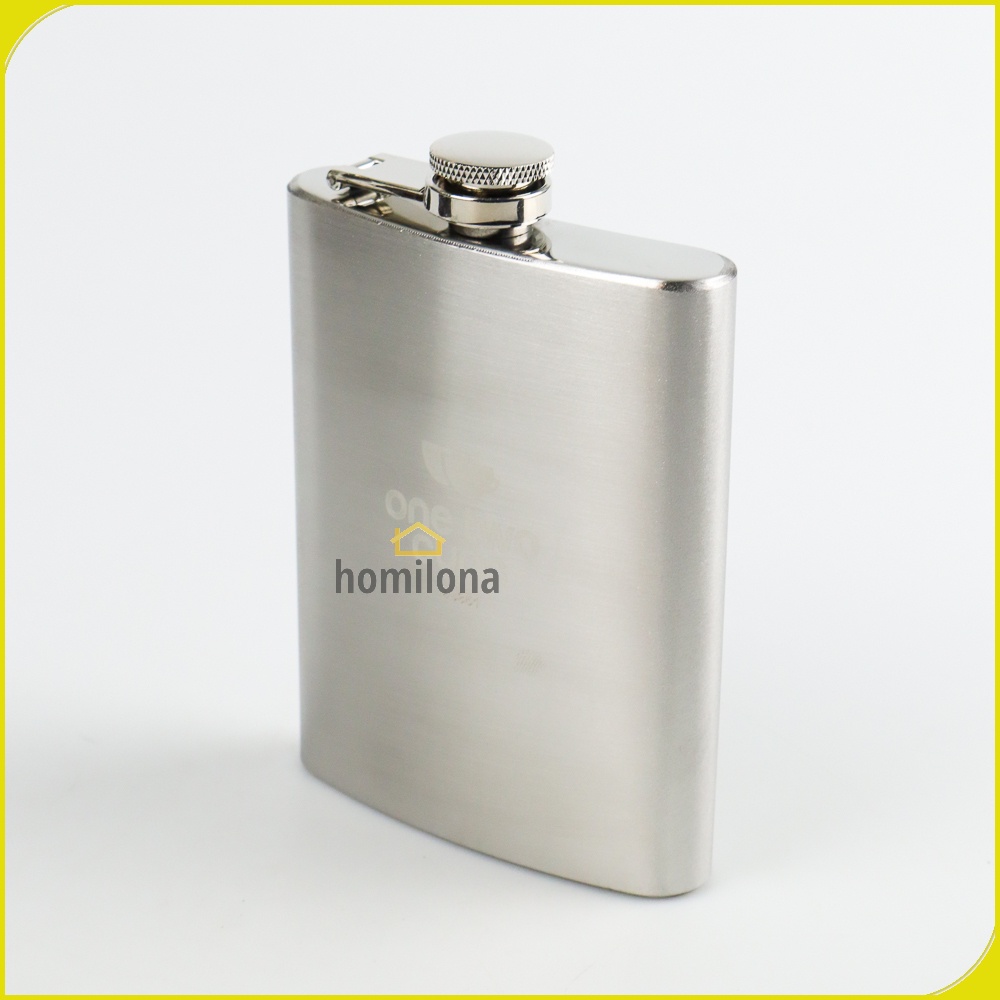 Botol Minum Wine Flask Bentuk Kotak 8oz - One Two Cups MS351 - Silver