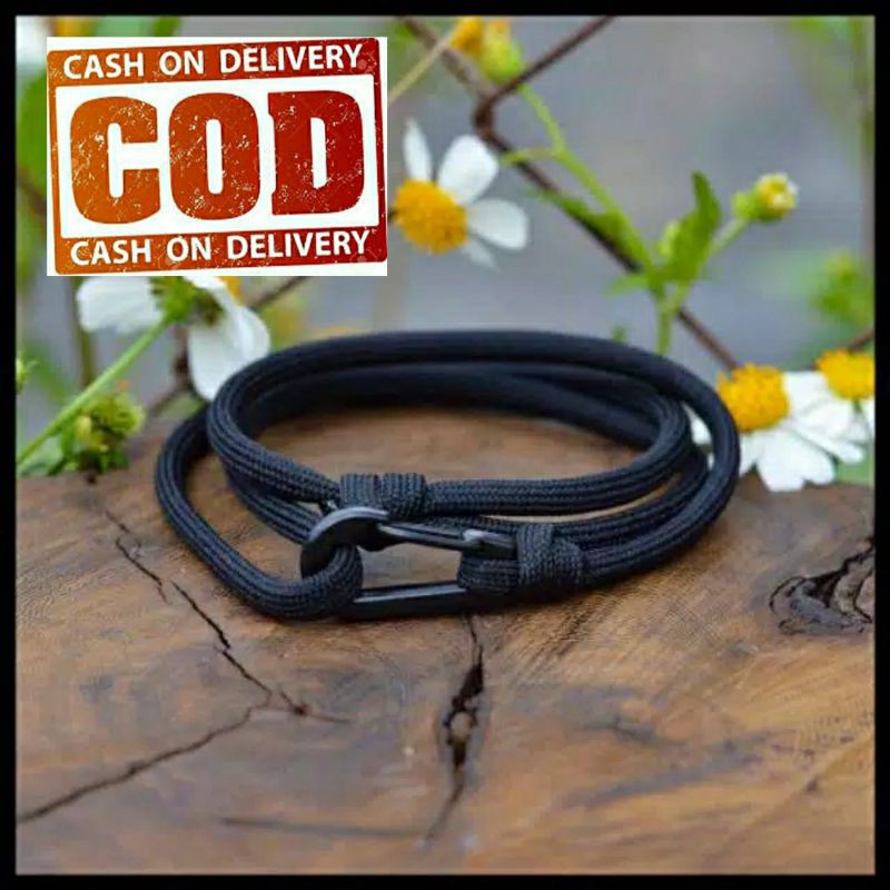 Gelang pria kew kew tali hitam polos/Gelang tangan