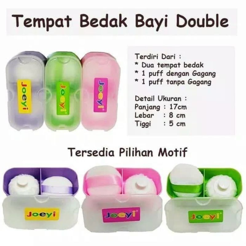 Tempat bedak bayi 2 in 1 plus puff JOEYI anti pecah