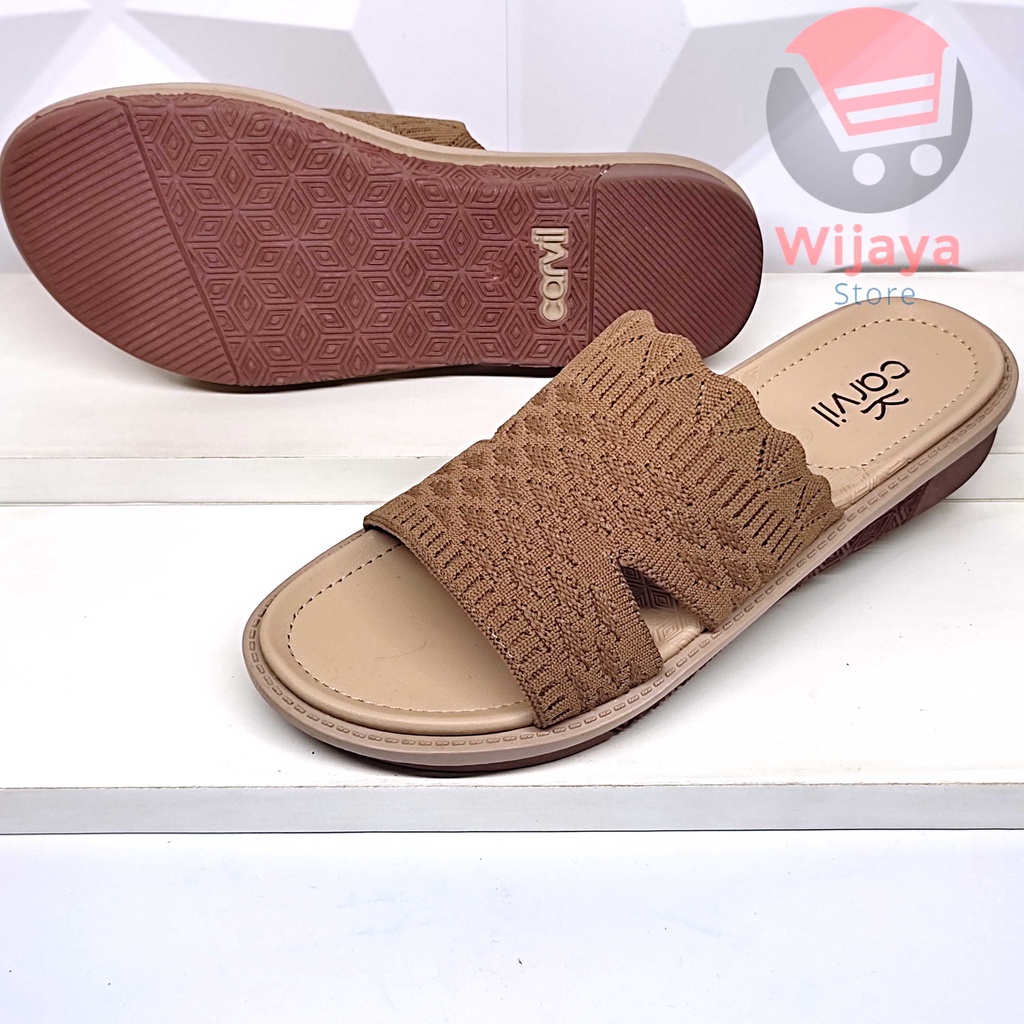 CARVIL CALINA 03 SANDAL WANITA CARVIL ORIGINAL SENDAL SLIDE RAJUT SLOP SELOP CEWEK KASUAL CASUAL PEREMPUAN