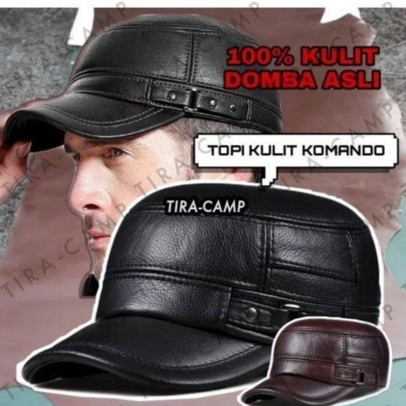 TOPI KULIT PRIA, TOPI KOMANDO, TOPI KEREN, TOPI KULIT ORIGINAL KOMANDO