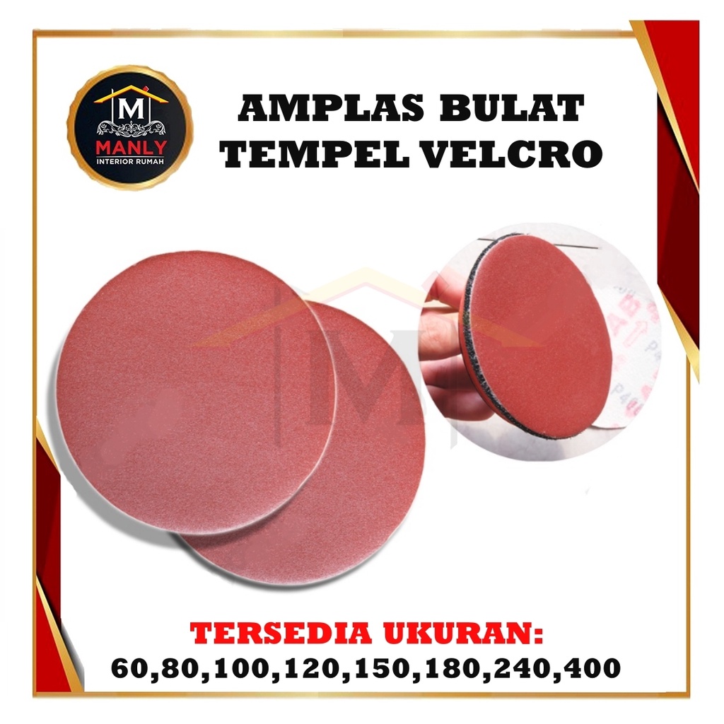 Amplas Tempel Bulat 4 inch Velcro Ukuran Grit 60 80 100 120 180 240 320 400