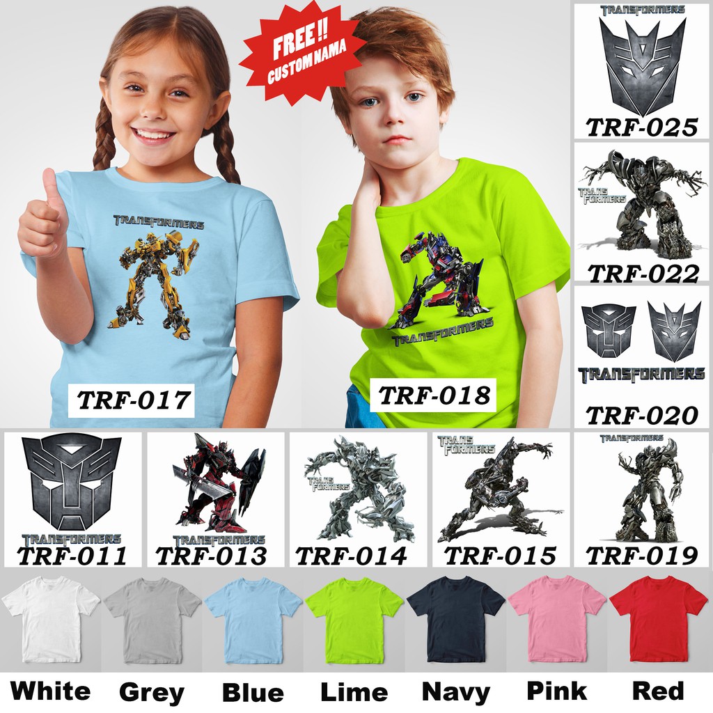 [FREE NAMA!!] Kaos Anak &amp; Family Transformer 100% Cotton Combed