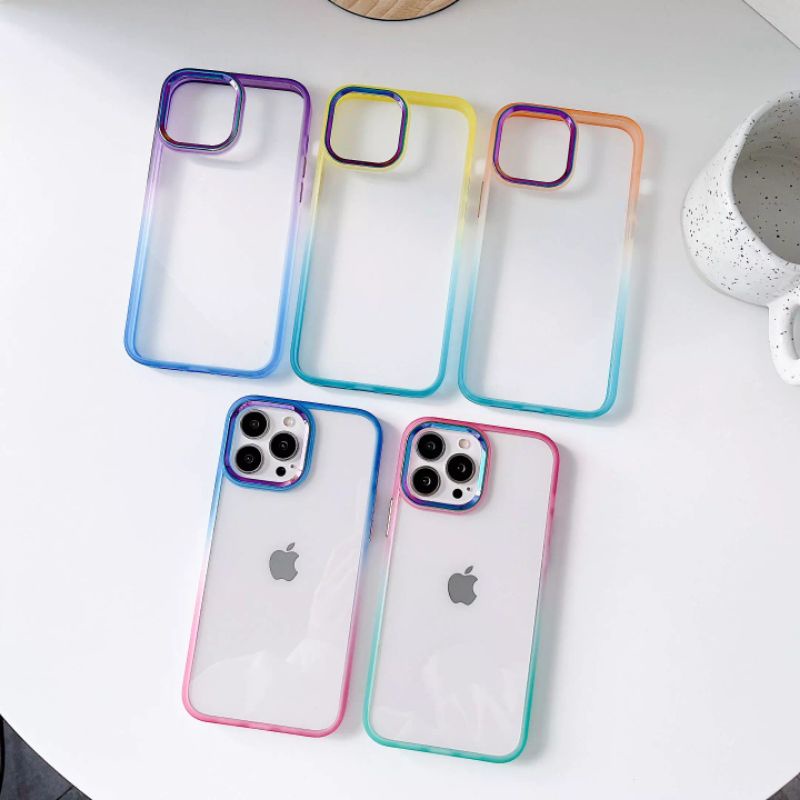 Case iPhone 13 / Pro / Max Clear Steel Hybrid Rainbow Colour