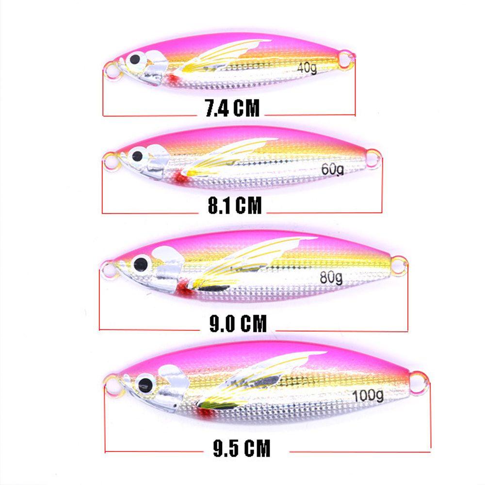 Nanas 40g 60g 80g 100g Logam Metal Jig Bass Hook Bercahaya Slow Jigging Sendok Umpan Pancing