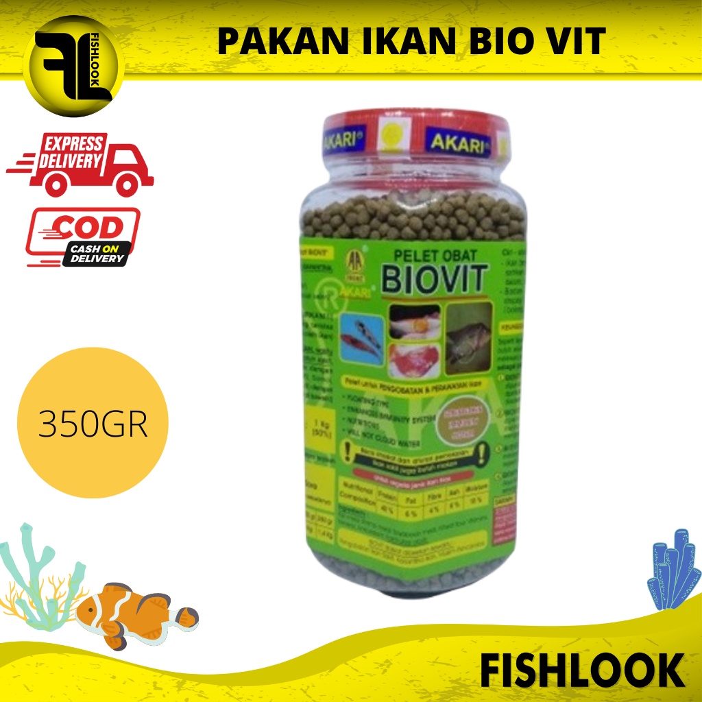 AKARI BIOVIT 350 GR 2MM BIO VIT PAKAN PENGOBATAN DAN PERAWATAN IKAN