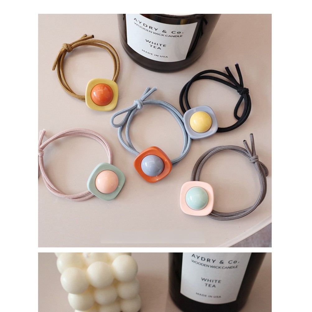 LRC Ikat Rambut Fashion Square Contrast Geometry Hair Rope F4631X