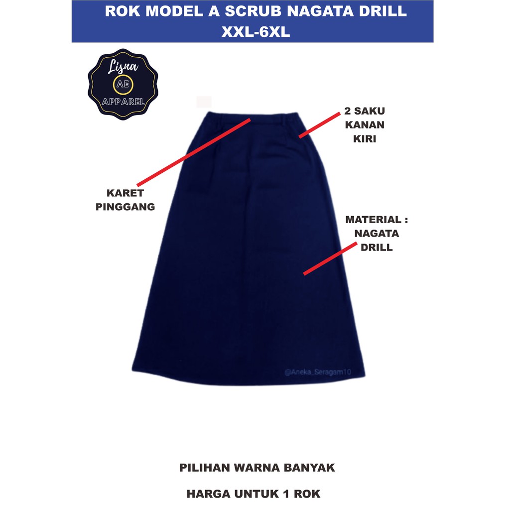 Rok Model A Scrub Medis APD OK Ukuran XXL-6XL Nagata Drill