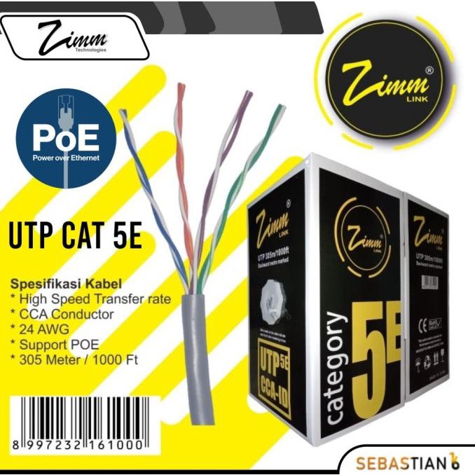 Kabel Lan Utp Zimm Link Cat 5E Cca 305M
