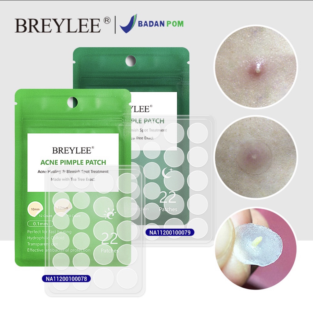 BREYLEE Acne Pimple Patch Day - Penghilang &amp; Stiker Jerawat 0.1 mm (22 stiker) / Breylee Acne Pimple Patch Night - Penghilang &amp; Stiker Jerawat 0.3 mm (22 stiker)