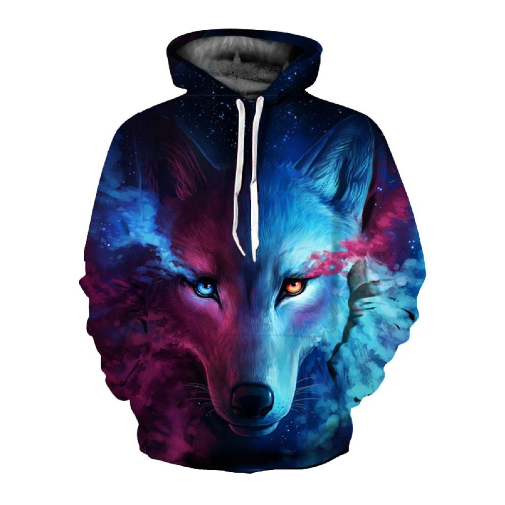 Terlaris 3D Serigala Dicetak Hoodie Pria Wanita Keren Kasual Sweatshirt Musim Semi Musim Gugur