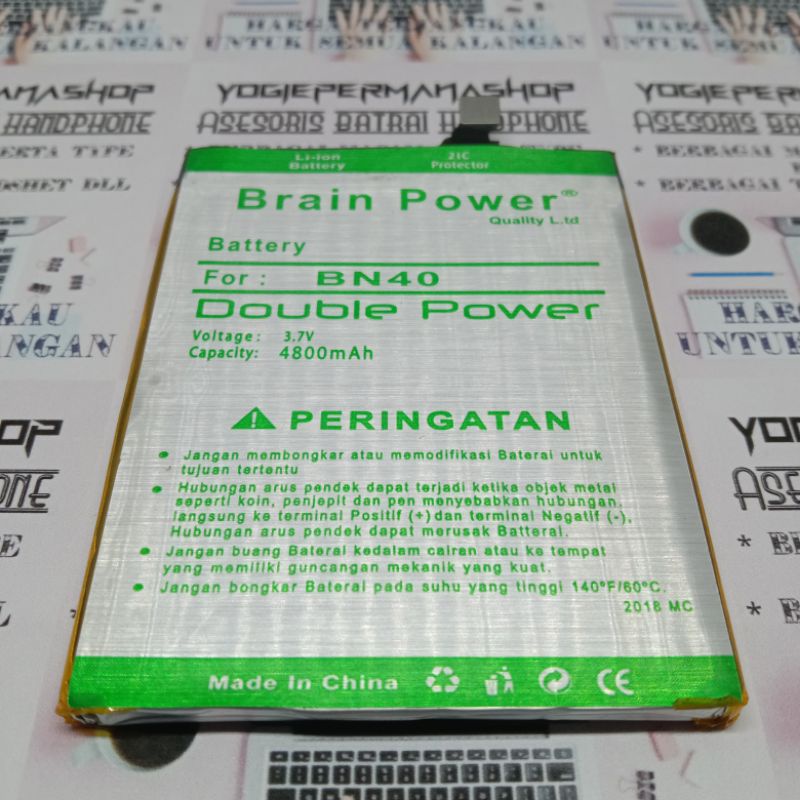 BATRE BATERAI BATTERY XIAOMI REDMI 4 PRO 4 PRIME BN40 BN 40 BN-40 BRAIN DOUBLE POWER ( 4800 mAh) 2IC
