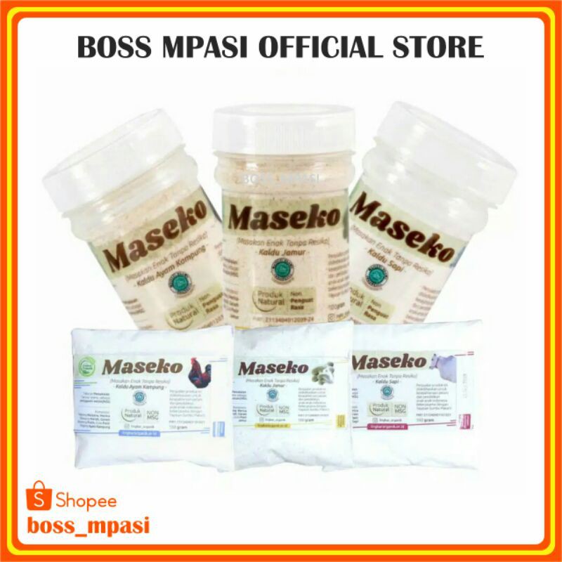 

Kaldu MPASI Organik MASEKO non MSG non GMO kaldu ayam sapi jamur Boss mpasi