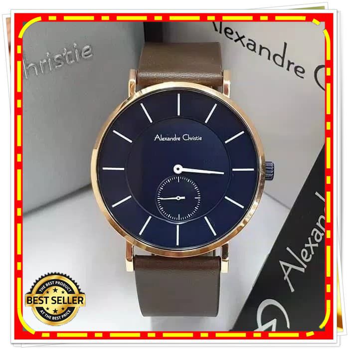 ALEXANDRE CHRISTIE AC 8484 PRIA ROSEGOLD BLUE LEATHER BROWN ORIGINAL