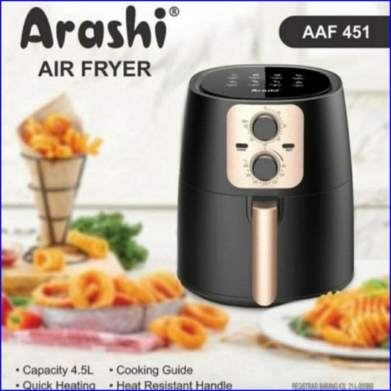 ARASHI Air Fryer 4.5 Liter Digital Display AAF451 / Alat Menggoreng Tanpa Minyak