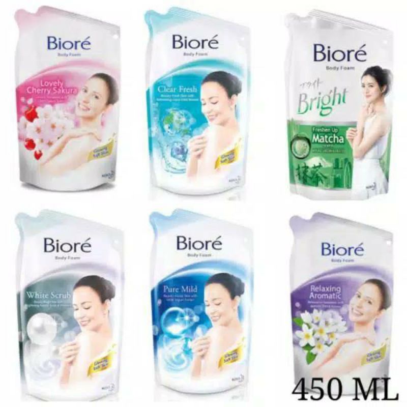 BIORE Body Foam Refill 450ml / Sabun Mandi Cair Biore 450ml