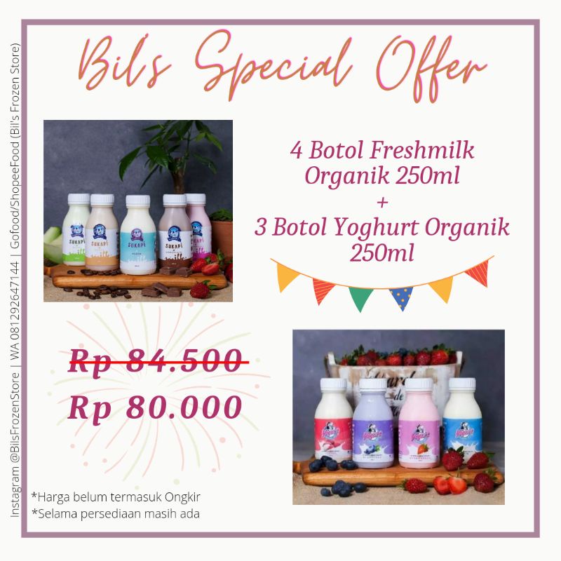 

PAKET HEMAT 4 Botol Freshmilk Organik 250ml + 3 Botol Yoghurt Organik 250ml