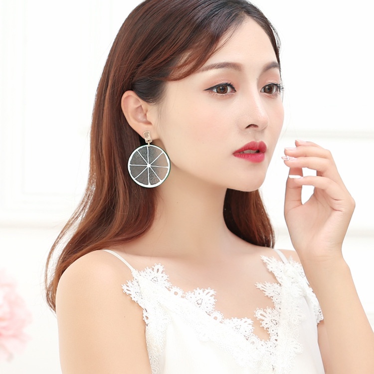 Korea lucu pribadi buah lemon slice akrilik anting-anting Korea gaya chic dan unik sederhana anting-