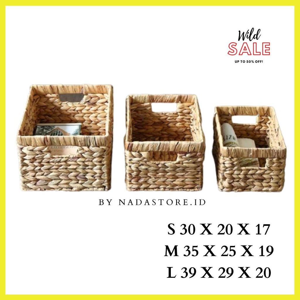 NADASTORE - kotak penyimpanan / keranjang / basket / keranjang anyaman enceng gondok Storage Baskets