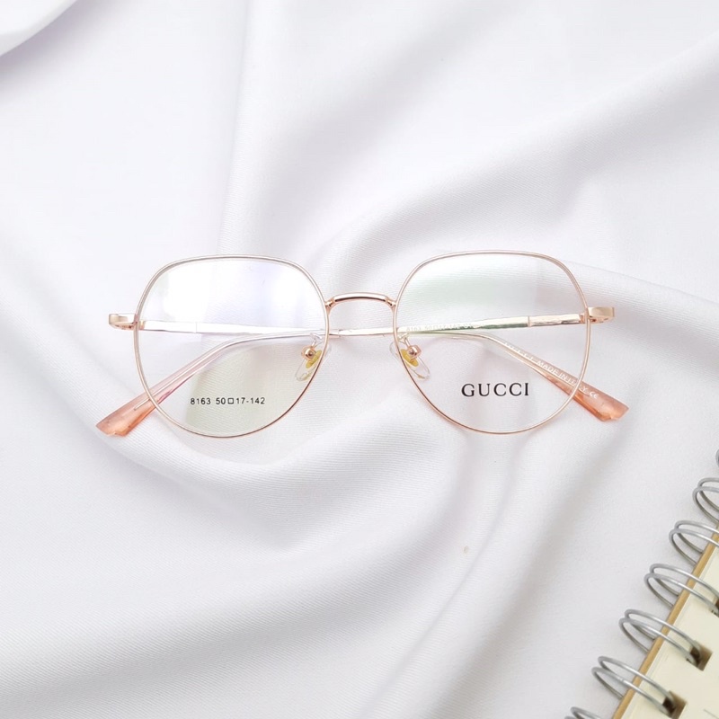 Kacamata minus besi bulat oval vintage 8163 fashion cewek