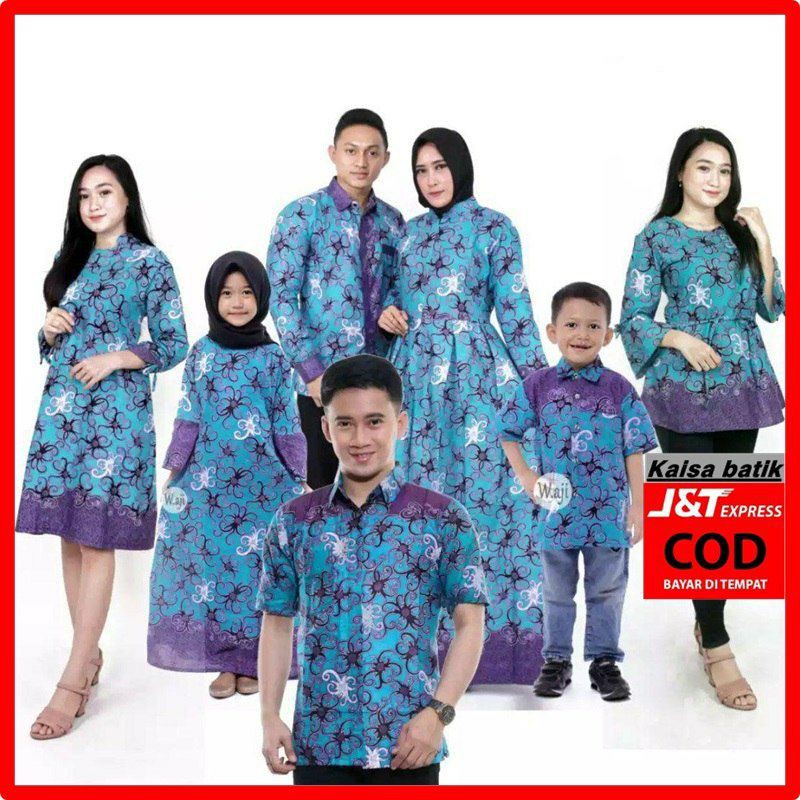 Baju Batik Couple Keluarga Gamis Ibu Bapak Anak Cowok Cewek