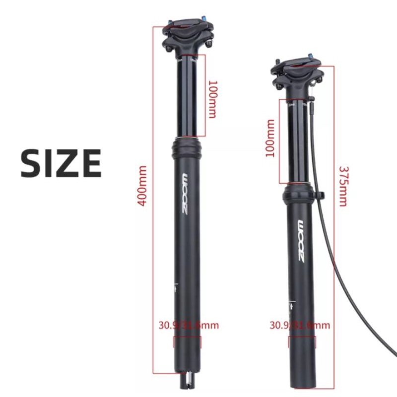 Zoom Seatpost Dropper 30.9 mm Remote External Cable Dropper Seatpost Kabel Luar