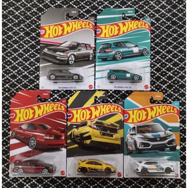 Hot Wheels Honda Civic Series 2022 Set - Civic EG - Civic EF - Civic SI - Civic Type R