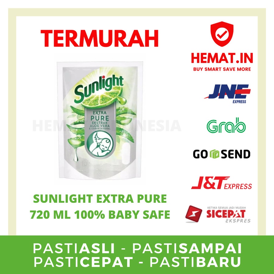 SUNLIGHT EXTRA PURE 720 ML SABUN CUCI PIRING ALAMI BAYI BABY PUTIH ORI