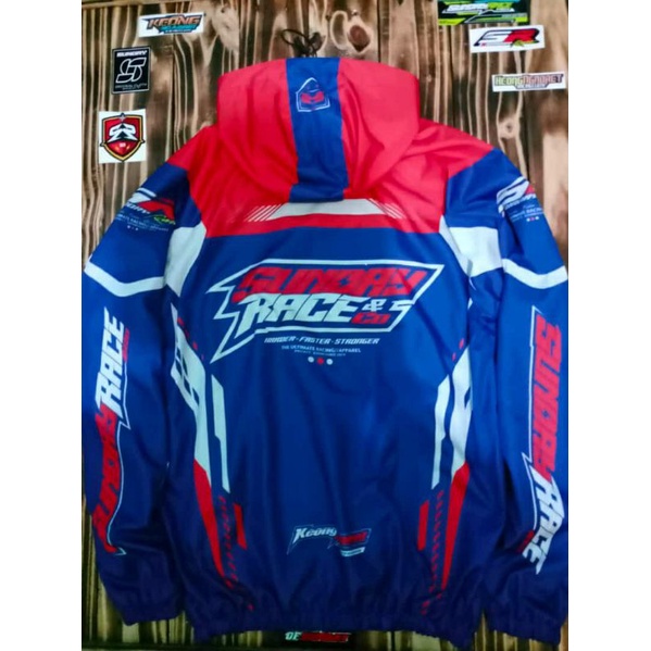 jaket parasut original sunday race motif racing allsize
