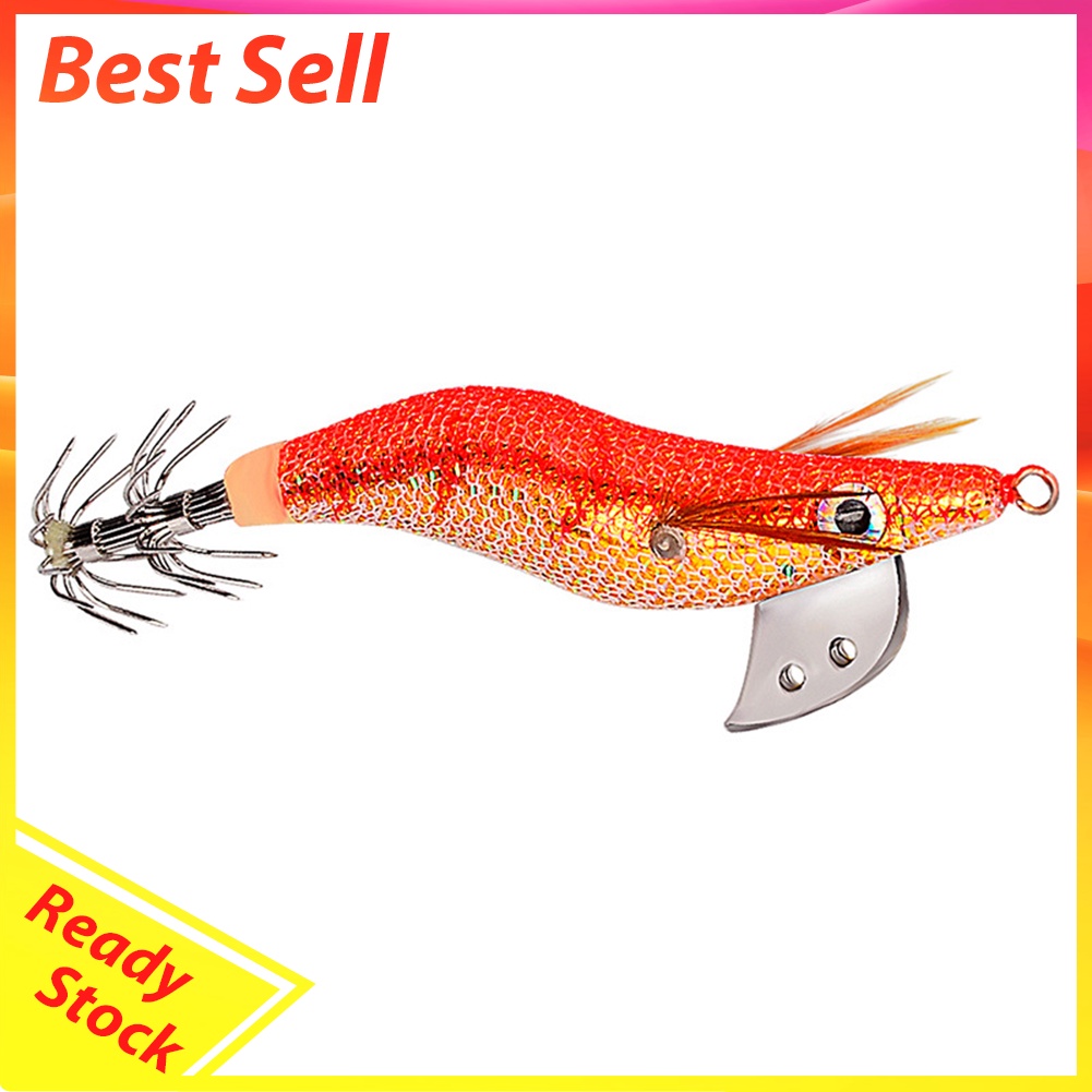 Squid Bait Wood Shrimp Jig Hook Fishing Octopus Cuttlefish Artificial Lure