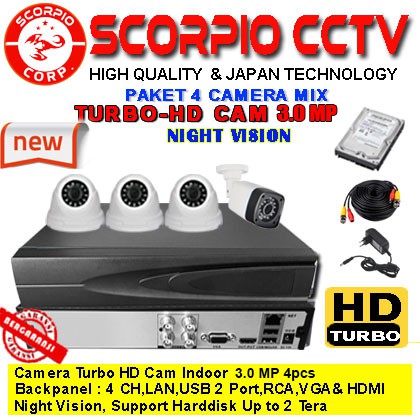 CCTV PAKET 4 KAMERA MIX TURBO-HD TERMURAH