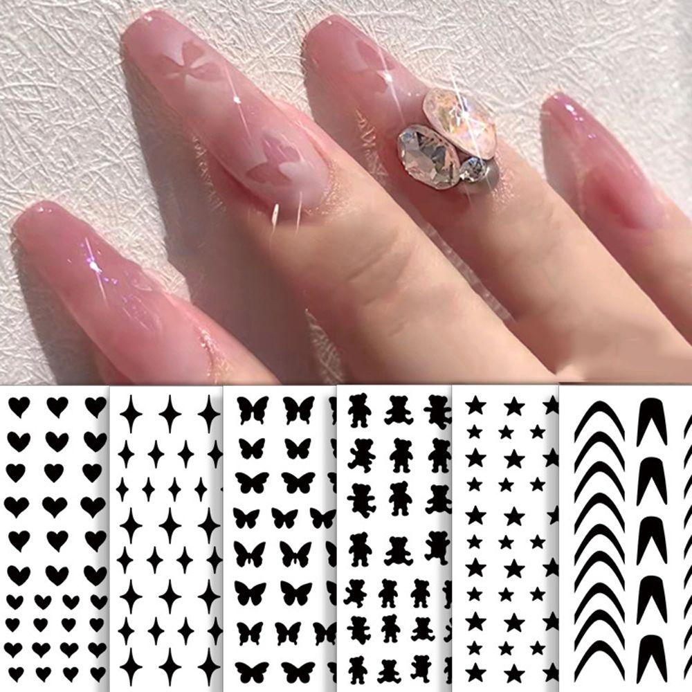 Mxbeauty Nail Art Airbrush Stensil Trendi Cinta Hati Perekat Diri Slider Bintang Kupu-Kupu Manikur Aksesoris Salon Pasokan Nail Art Template