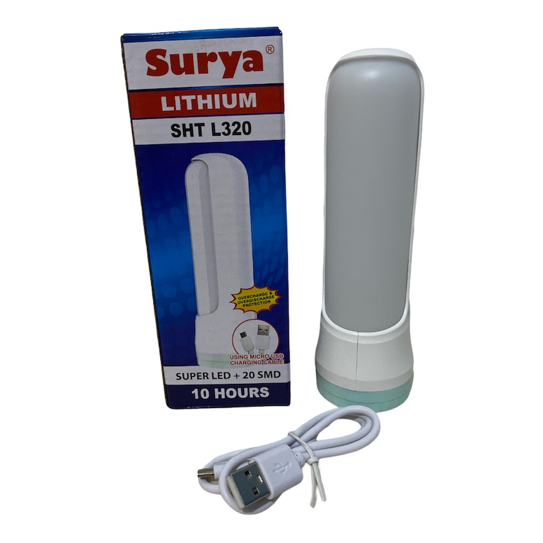 Surya Lampu Emergency LED SHT L320 Lampu PUTIH LED 20 SMD + Senter LED 3W Super Terang Rechargeable