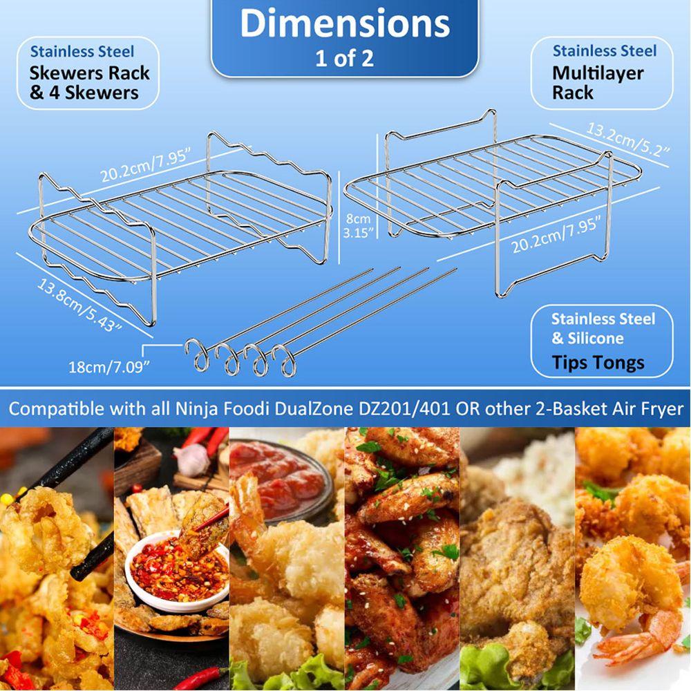 Solighter Air Fryer Rak Serbaguna Double Basket Air Fryer Aksesoris Grill Rack