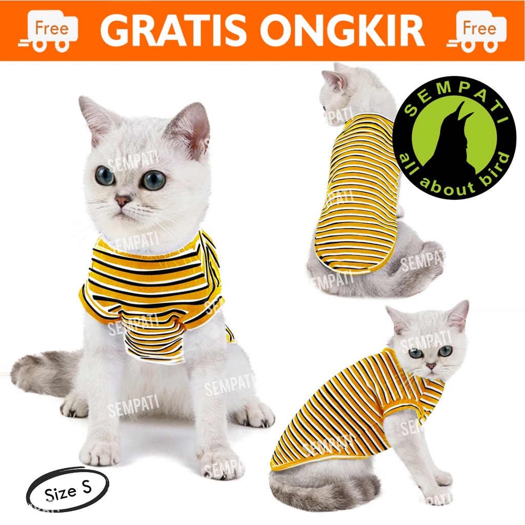 Baju Kucing Motif Garis Sempati Kaos Singlet Tanpa Lengan Anabul Kitten Puppy Size S Pakaian Musim Panas Kucing Anjing Monyet Kelinci Lucu Rompi Bergaris Murah Pet Clothes Tank Shirt Stripe Small