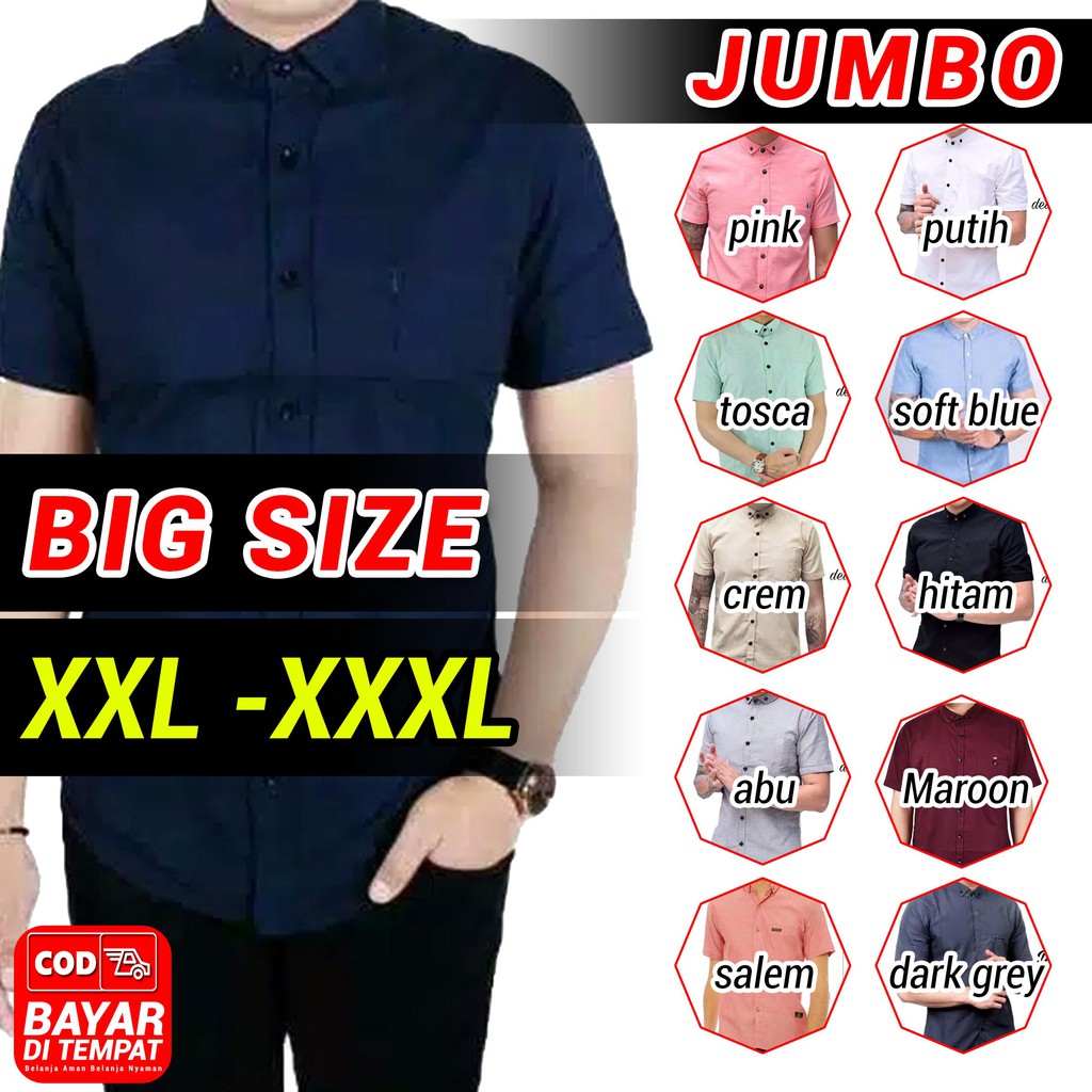 KEMEJA POLOS JUMBO  BIG SIZE ll KEMEJA PRIA CASUAL KEMEJA JUMBO