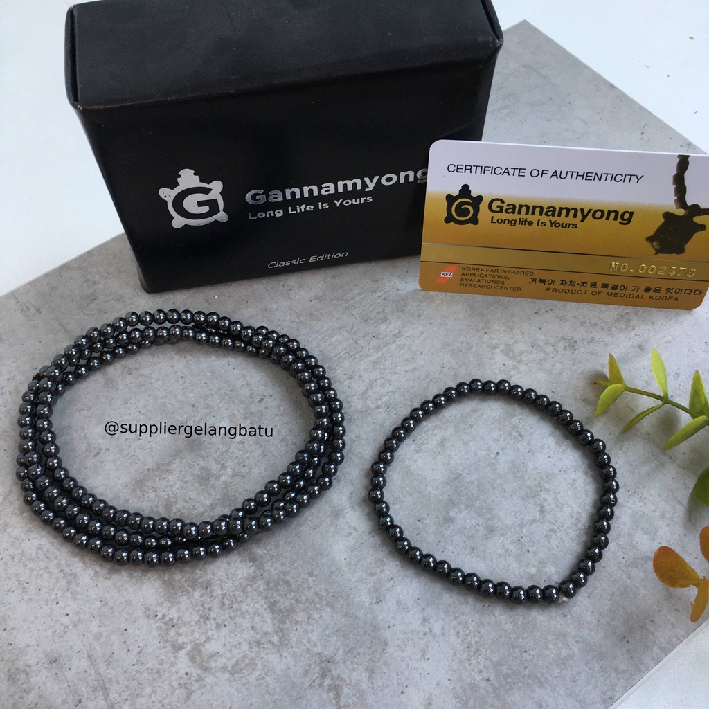 GANNAMYONG Kalung Gelang Kesehatan tormalin 4mm Terapi Peredaran darah