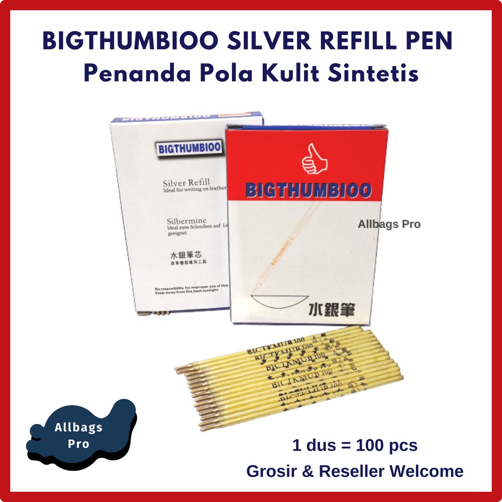 

BIGTHUMBIOO Silver Refill Pen Penanda Pola Kulit Sintetis Karung Kain Brudu Leather ALLBAGS PRO