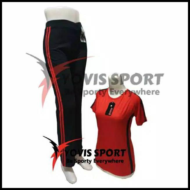 Setelan Baju Senam Aerobik Yovis Pendek+Celana Senam Panjang Yovis Stelan Olahraga Wanita Gym