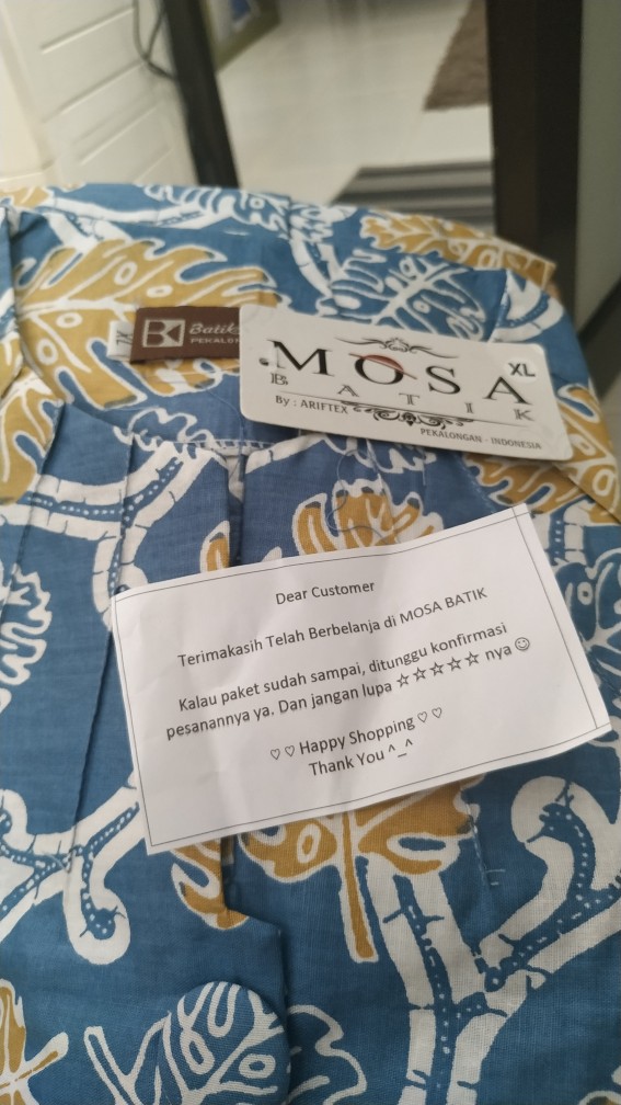 Atasan Blouse Batik Mosa Wanita Lengan Panjang Kancing Depan. Motif Wed Biru Batik Pekalongan -a03