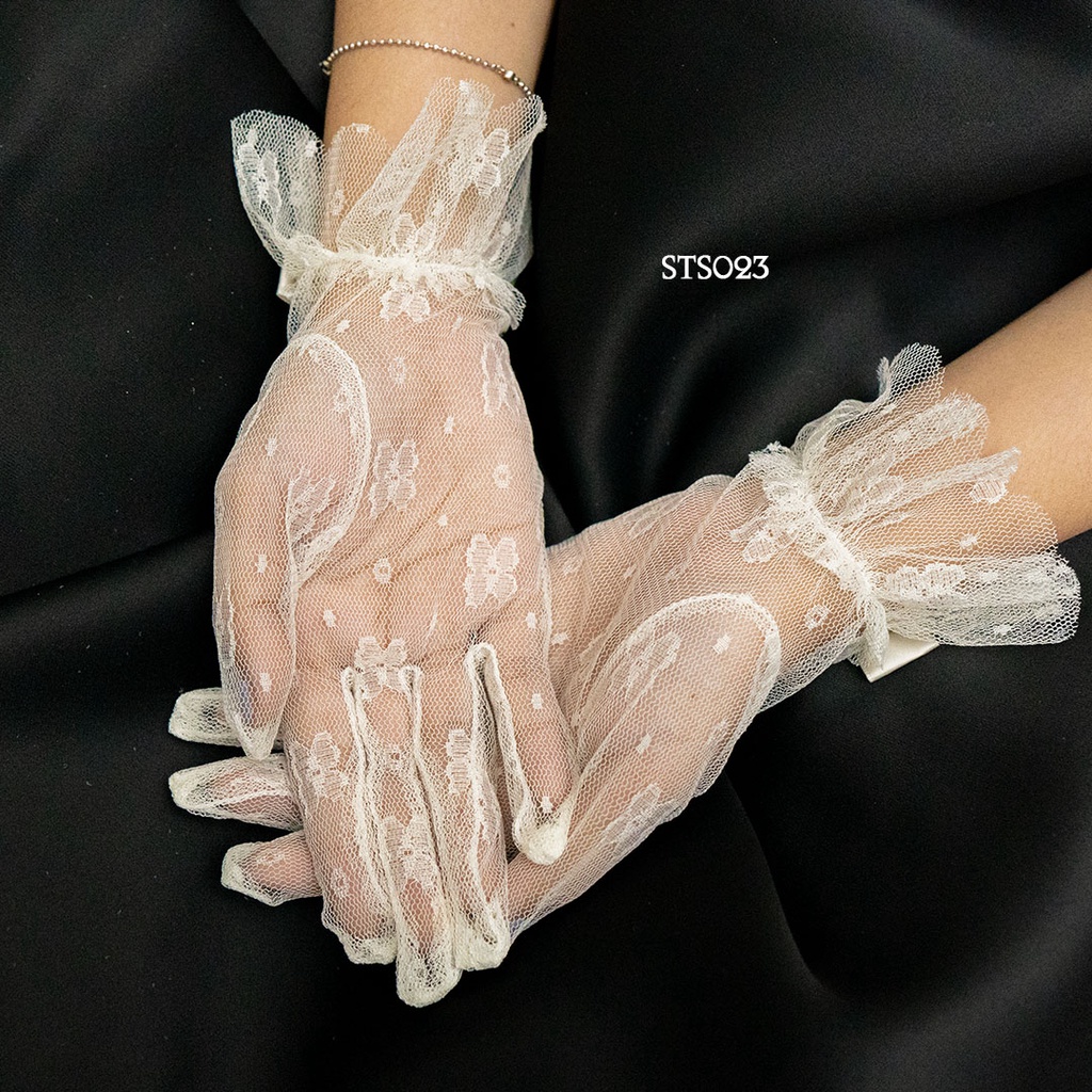 [SIAP KIRIM] SARUNG TANGAN PUTIH RENDA LACE AKSESORIS PENGANTIN WANITA STS023